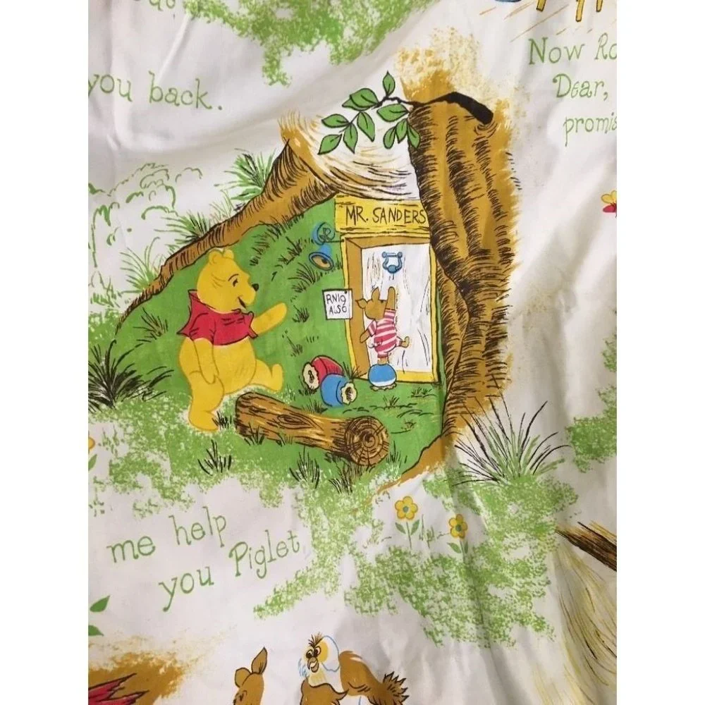 Winnie The Pooh & Friends Pleated Curtain Panel Pair Sears Roebuck VTG 25
